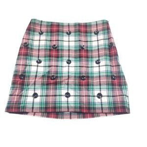 Vineyard Vines Womens 2 Plaid Wool Mini Skirt Sequin Lined Christmas Party